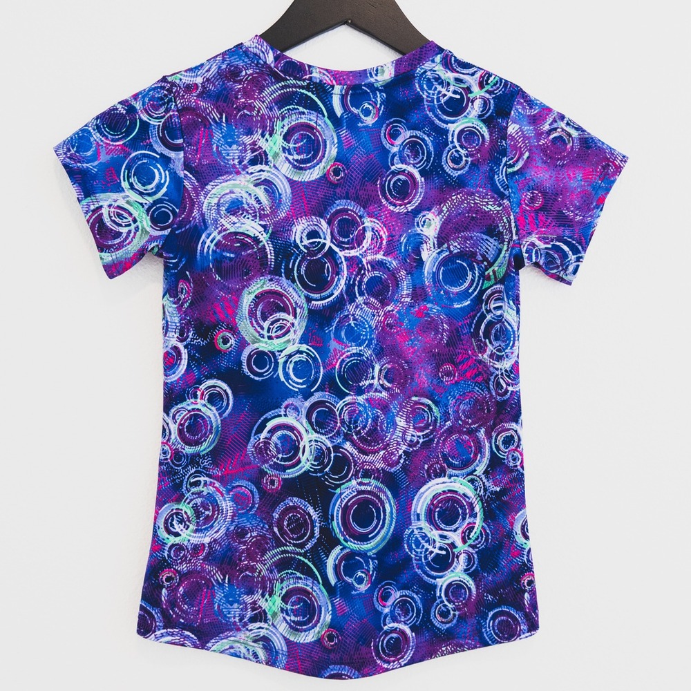 Champion Duo Dry Shirt Girls L 10-12 Purple‎ Blue Abstract Print Activewear Tee - Picture 2 of 5